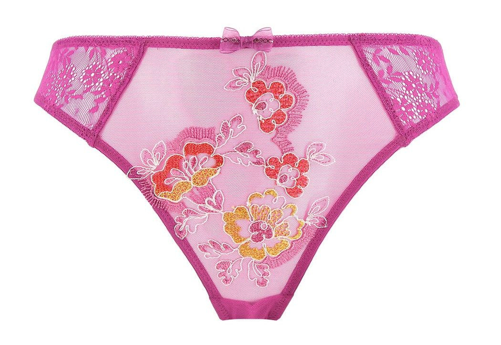 Трусы-стринги Elena с цветочной вышивкой (Размер: 42) (Цвет: ярко-розовый)