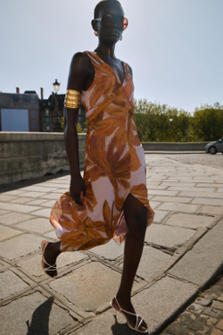 ZARA ПЛАТЬЕ МИДИ С ПРИНТОМ, РАЗНОЦВЕТНЫЙ