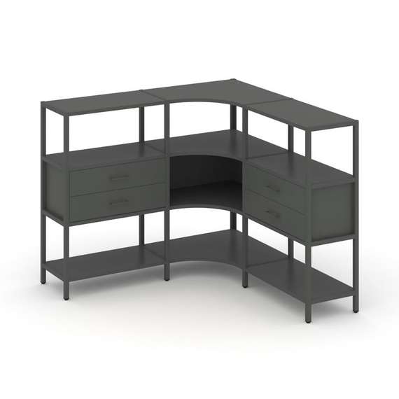 Shelf System Трехсекционный угловой стеллаж трехярусный с ящиками SN.STMU-331 Антрацит/Металл Антрац