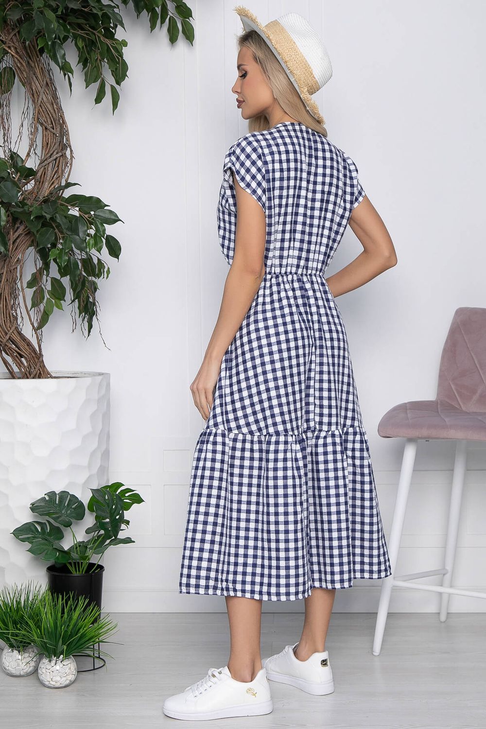 Платье Коста-Рика темно-синее в клетку П10449 LT Collection