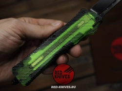 Нож Microtech Troodon T/E - рукоять зеленый Ultem, черный клинок RK-468