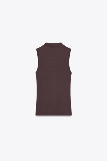 ZARA ТОП ИЗ ХЛОПКА И МОДАЛА, ГРАНАТОВЫЙ
