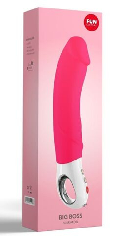 Ярко-розовый вибратор Big Boss - 23,5 см. (Цвет: ярко-розовый)