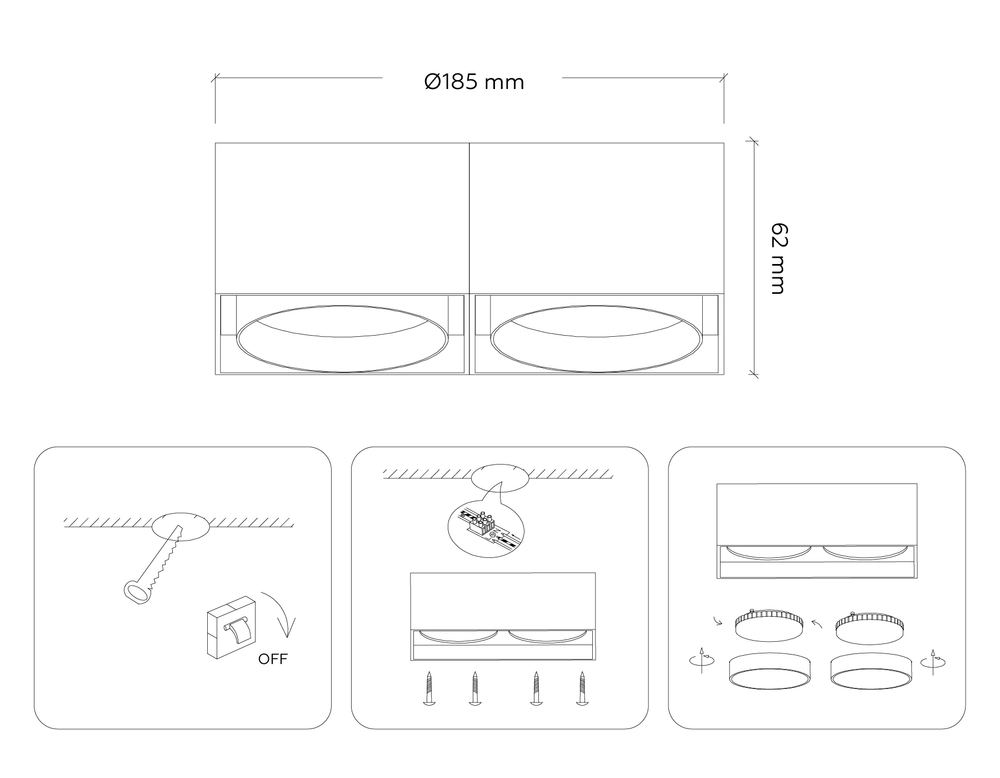 TN70872/2 WH/BK белый/черный GX53/2 max 12W 185*92*62