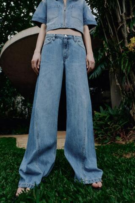 ZARA ДЖИНСЫ Z1975 WIDE LEG С ВЫСОКОЙ ПОСАДКОЙ, ВЫЦВЕТШИЙ СИНИЙ
