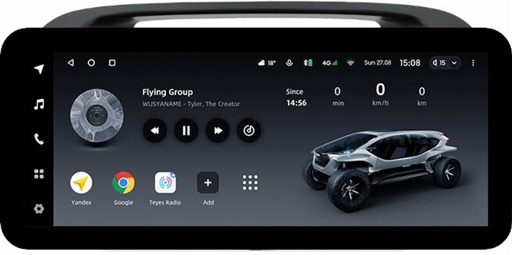 Магнитола Toyota Camry 30 2001-2006 (рамка черная) - Teyes LUX ONE ROUND монитор 12.3" 2K QLED на Android 10, CarPlay, 4G SIM-слот