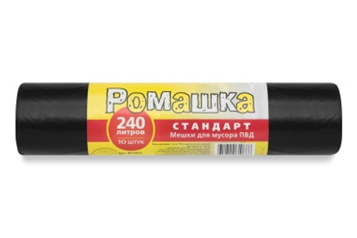 Мешки для мусора 240л 30мкм РОМАШКА, 10шт (18шт/кор)