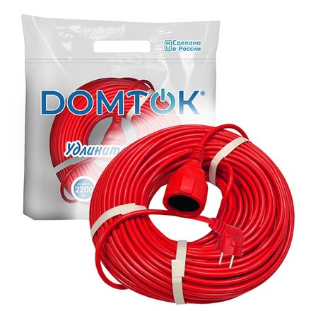 Удлинитель-шнур "DOMTOK" ПВС 3*1, 2,2кВт, з/к 50м (1/8)