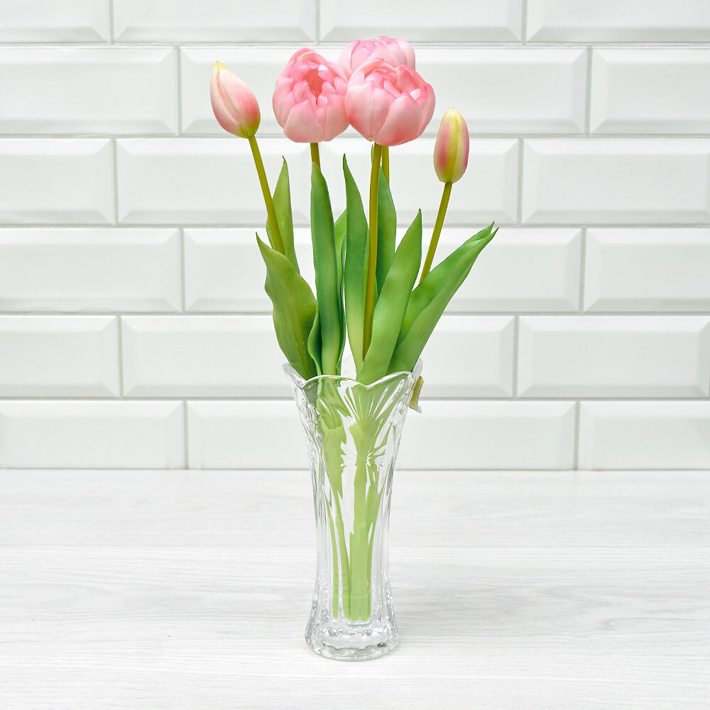 Цветы искусственные Букет 5шт, силикон, цвет розовый