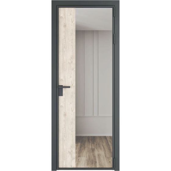 Алюминиевая дверь 7AG серая ночь остеклённая со вставкой