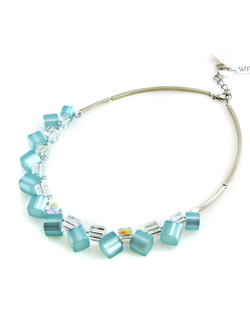 4738/10-2000 Coeur de Lion колье Aqua из голубого поляриса и кристаллов Сваровски.