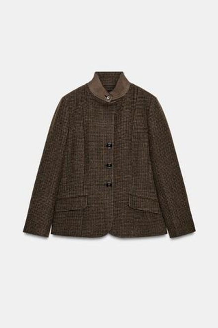 ZARA ПРИТАЛЕННЫЙ БЛЕЙЗЕР ИЗ ШЕРСТИ — ZW COLLECTION, РАЗНОЦВЕТНЫЙ