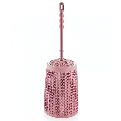 Длинный Ёршик для туалета вязаный узор пепельно-розовый