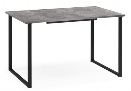 Стол деревянный Woodville Лиман 117 (157) x 77 бетон светлый, черный матовый, ножки черные