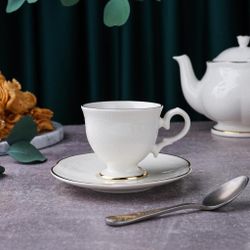 Кофейная пара 100 мл белая d 6,8 см h6 см Gold Aristocrat Noble [6]