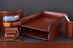 Лоток А4 горизонтальный люкс из кожи Full Grain Toscana Tan