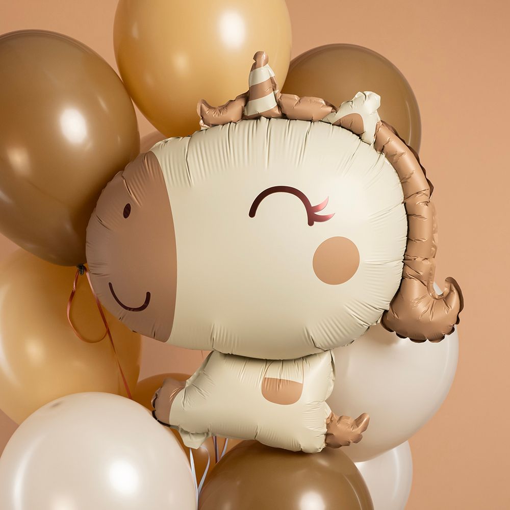 Шар (31''/79 см) Фигура, Милый единорог, Бежевый, Сатин, 1 шт.