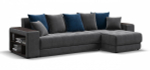 Угловой диван Дубай Велюр Монолит серый, Велюр Монолит синий