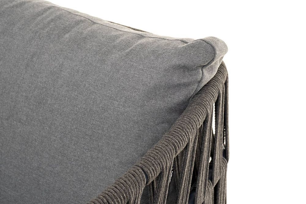 "Диего" лаунж-зона 4-местная плетеная из роупа (веревки), каркас алюминиевый темно-серый, роуп темно-серый