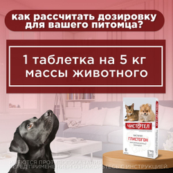 Таблетки от гельминтов для кошек и собак Чистотел Глистогон,6т Празиквантел/Пирантел