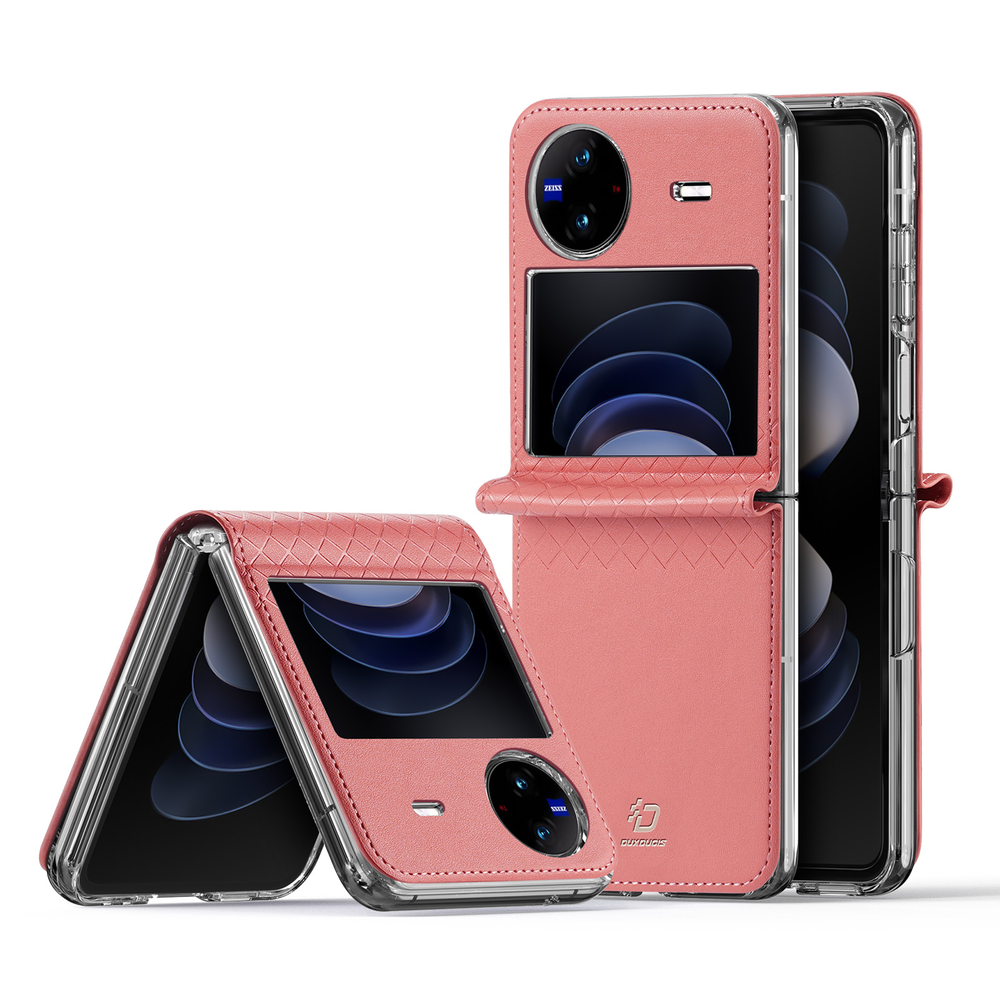 Чехол розового цвета с премиальной искусственной кожи для Vivo X Flip, серия Bril Series от Dux Ducis