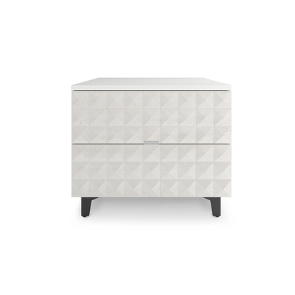 Тумба прикроватная на ножках с ящиками SIMPLE 7003 эко (Травертин-Черная)