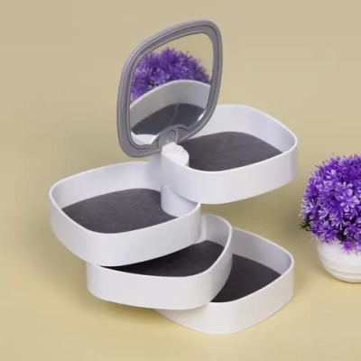 Органайзер для хранения с зеркалом «ПИОНТО», цвет белый, 12*11см (упаковка коробка)