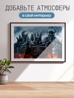 Постер плакат Дикая Охота Стоят Втроем The Witcher Ведьмак