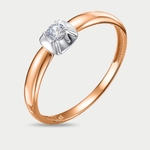Кольцо женское из розового и белого золота 585 пробы с фианитами (арт. 1101348)
