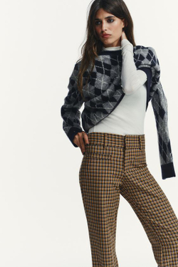 ZARA РАСКЛЕШЕННЫЕ БРЮКИ ИЗ ВЕЛЬВЕТА, КОРИЧНЕВЫЙ