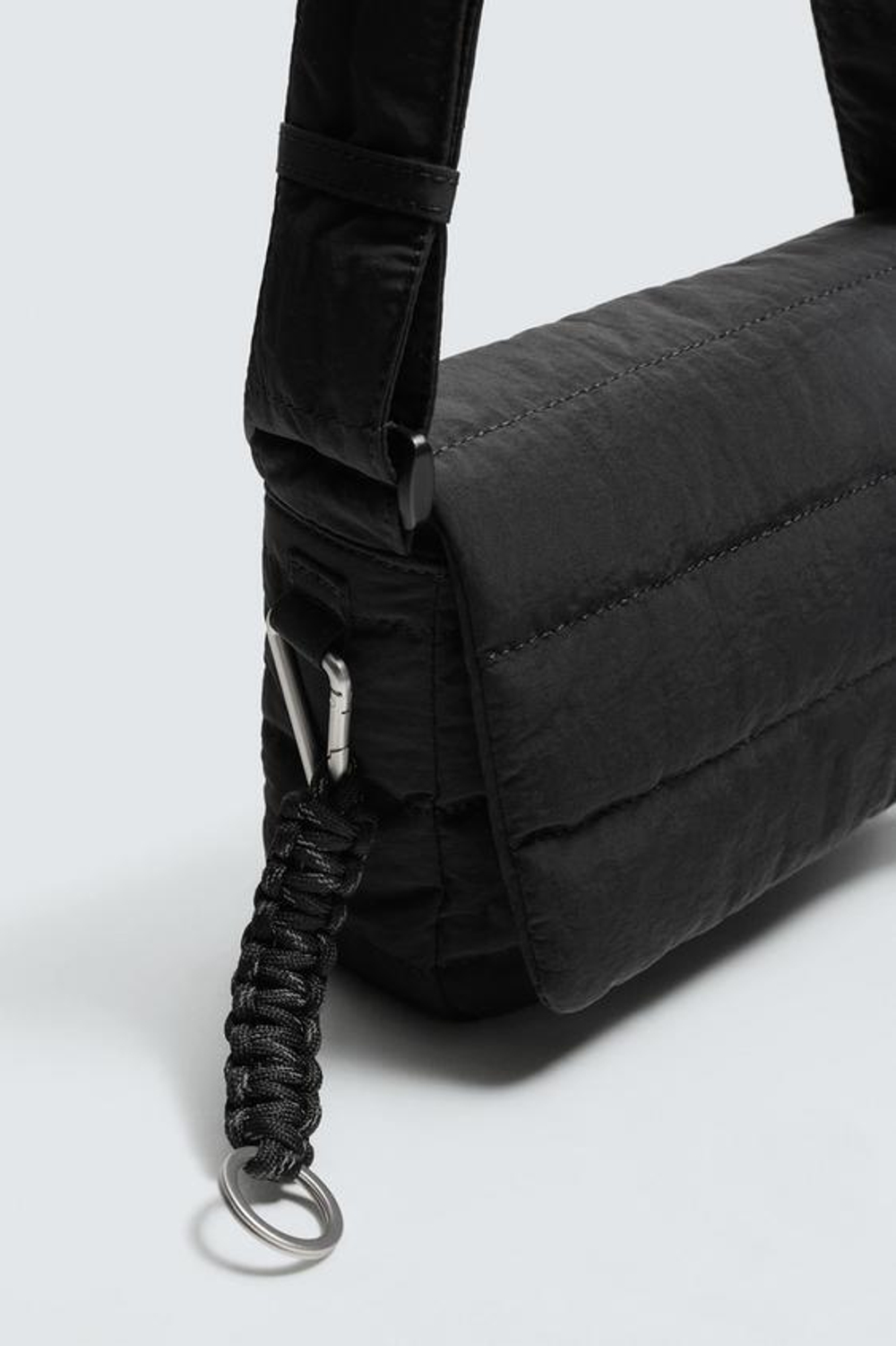 ZARA СТЕГАНАЯ НЕЙЛОНОВАЯ СУМКА, ЧЕРНЫЙ