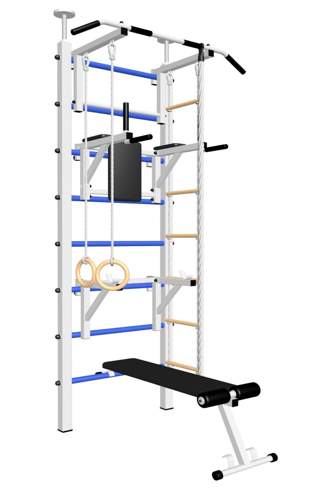 Шведская стенка Sv Sport враспор (Турник стандарт/Брусья/Стойка/Скамья/Канат/Кольца/Лестница)