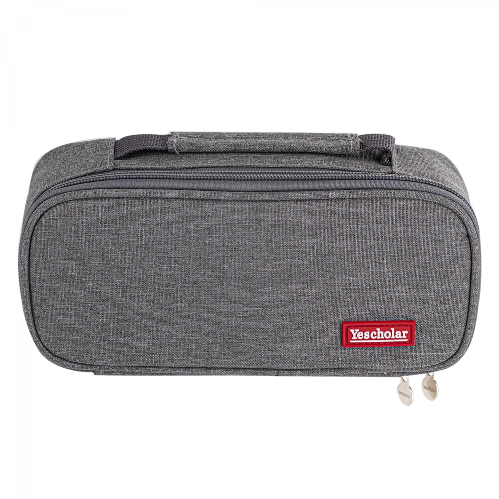 Пенал - косметичка Alingar, ткань, молния, 1 откидная планка, карман-сеточка, ручка, 210 х 90 х 55 мм, "YESCHOLAR", микс (серый, тем-синий, тем-серый)