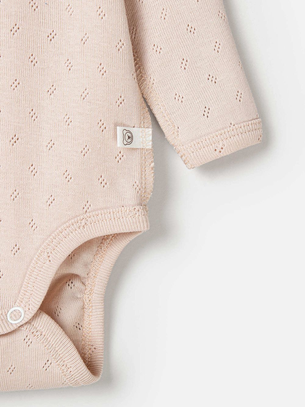 Боди с длинным рукавом "Нюд" из ажурного хлопка 0+