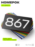 Номер на дверь 867, табличка на дверь для офиса, квартиры, кабинета, аудитории, склада, черная 120х70 мм, Айдентика Технолоджи