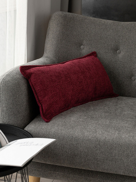 Подушка декоративная DeNASTIA 30х60 шенилл меланж на молнии, 100%ПЭ, бургунди