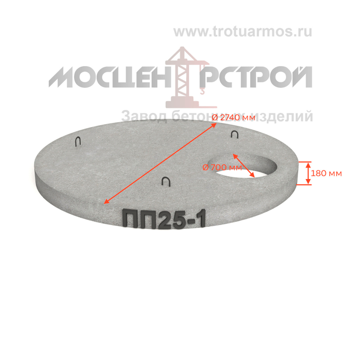 Плита перекрытия колодца ПП25-1