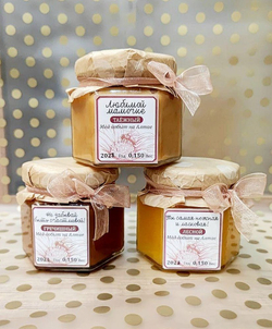 Подарок маме. Набор мёда из 5 баночек по 0,150 гр.