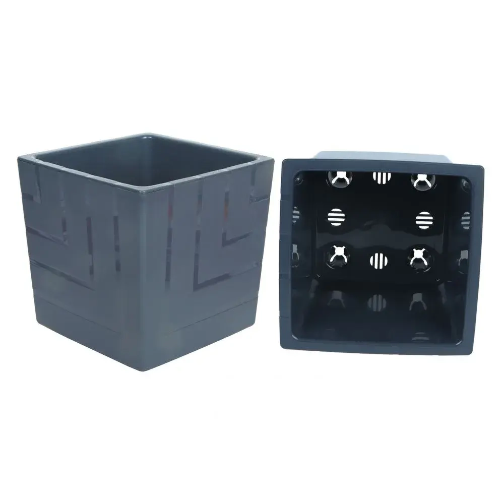 Горшок пластиковый с вкладкой Квадро антрацит 1,2 л