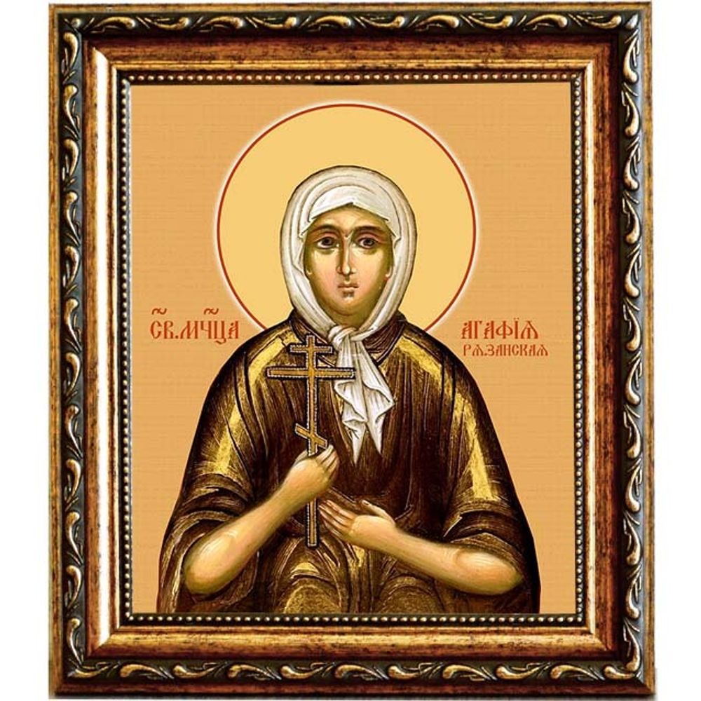 Агафия Агломазовская (Рязанская) мученица. Икона на холсте.