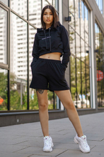 Укороченное худи с капюшоном (Размер: L) (Цвет: пудровый)