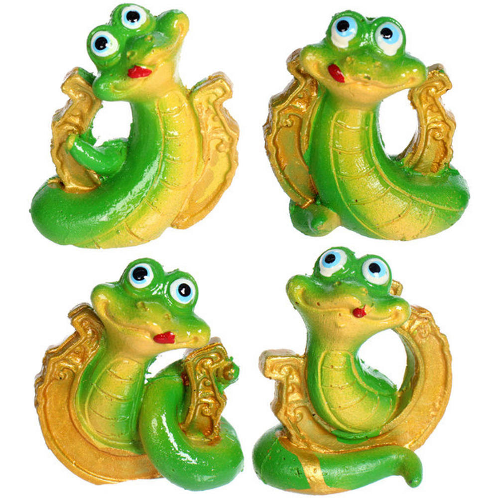 Фигурка новогодняя «Змейка с подковой» 4*2*5 см, микс