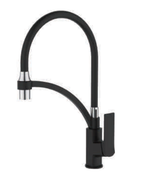 СМЕСИТЕЛЬ ДЛЯ КУХНИ С ГИБКИМ СИЛИКОНОВЫМ ИЗЛИВОМ CASELA 54075B-2 ЛАТУНЬ ЧЕРНЫЙ ХРОМ