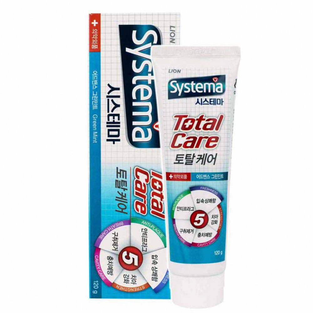 LION SystemaTotalTPgreenmint Зубная паста комплексный уход со вкусом мяты 120г