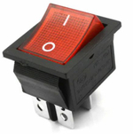 Выключатель красный 16А 250V, 20A 125V (4-х контакт.) клавишный