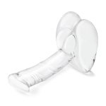 Стеклянный фаллоимитатор на подставке 7,5’’ Rideable Standing Glass Cock With Stability Base - 19 см. (Цвет: прозрачный)