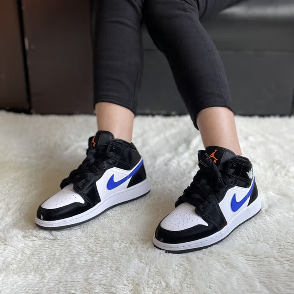 Jordan 1 Mid Black Racer Blue White GS