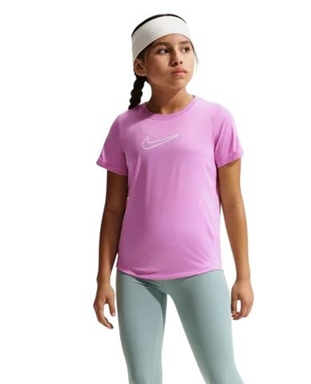 Футболка для девочки Nike Kids One Fitted Dri-Fit Short Sleeve - light magenta/white
