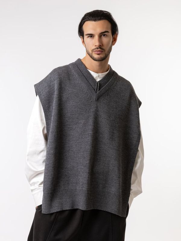 Пончо вязаное из мериноса серое - фото 1