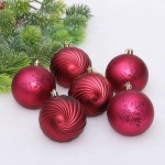 Новогодние шары «Изящные узоры» 8 см (набор 9 шт), Рубин